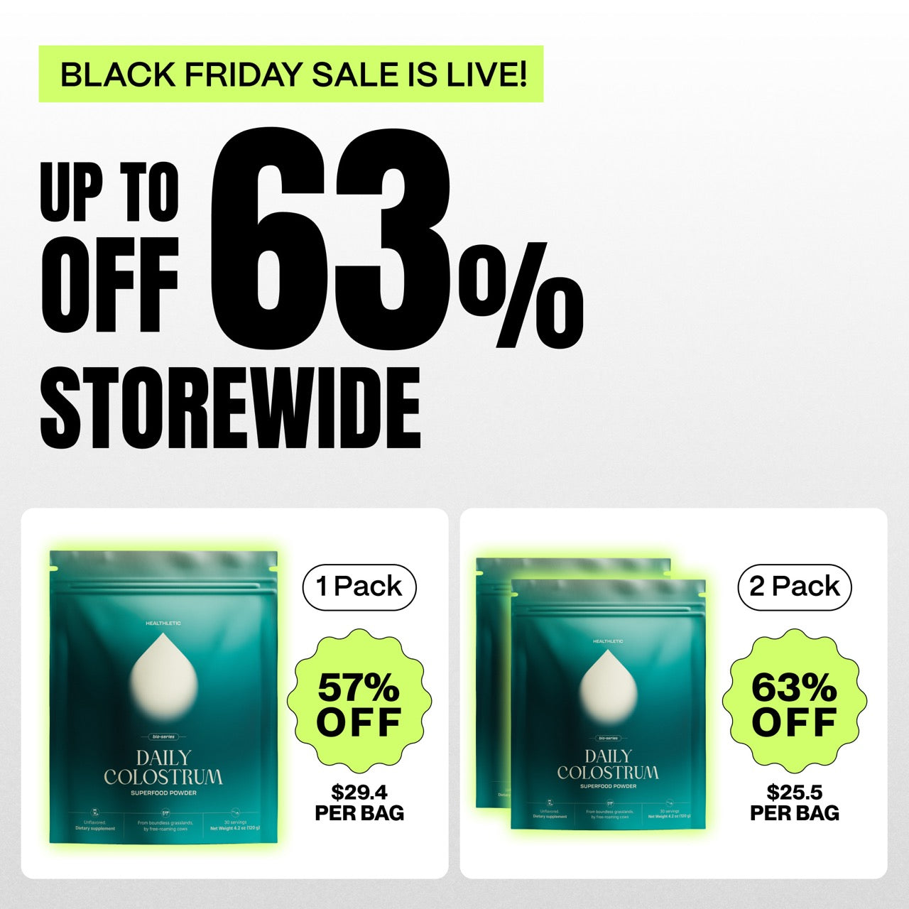 Healthletic™ Tägliches Kolostrum 120 g.