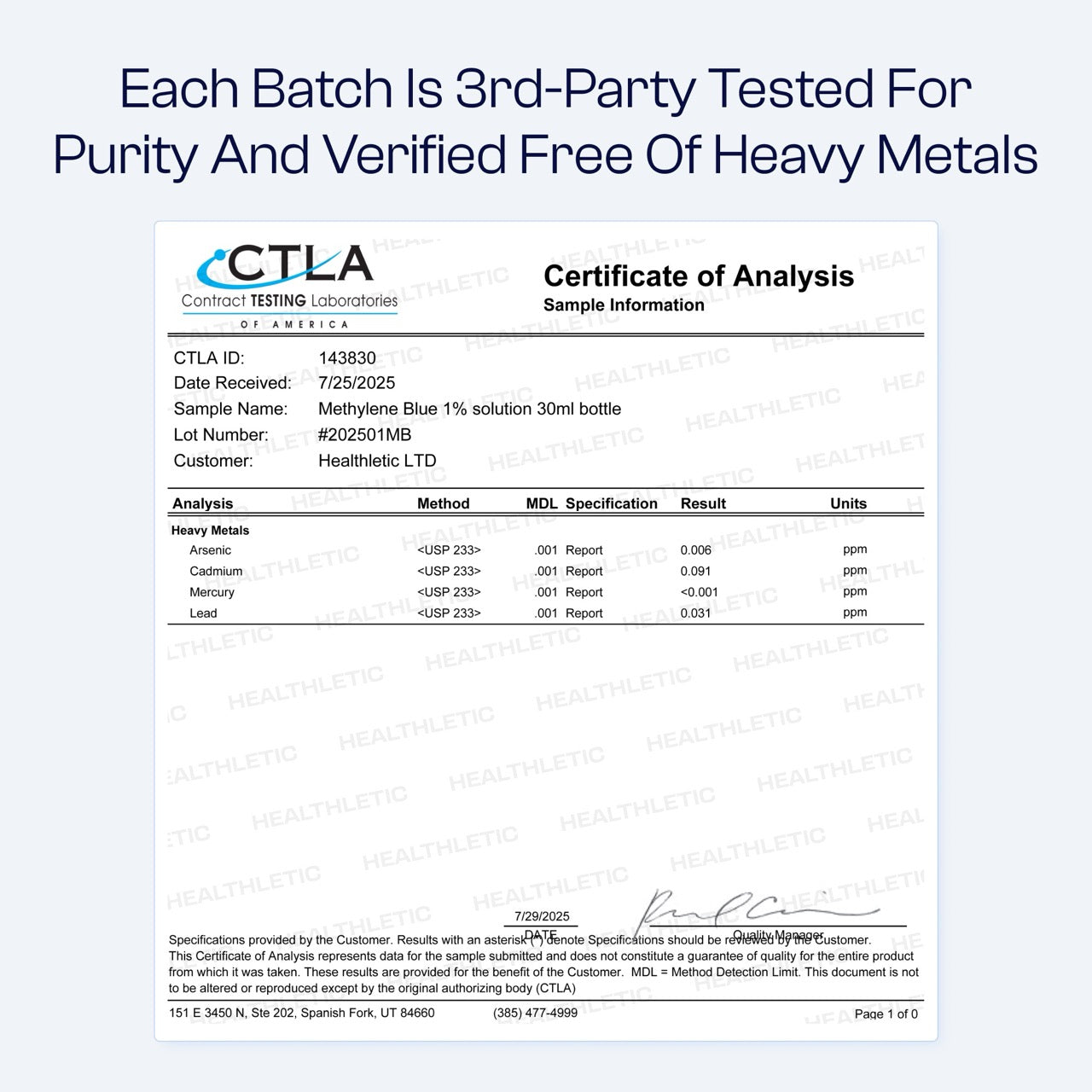 Ultimate methylene blue 1% 30mL (1.0 oz)